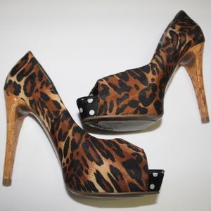 Guess Peep Toe Leopard Print High Heels